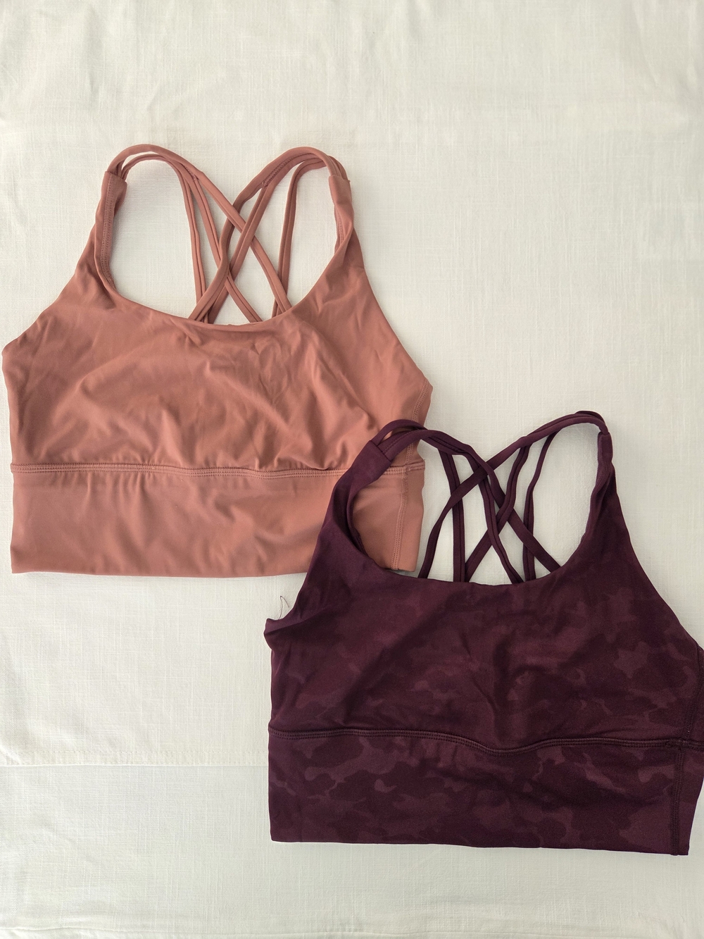 Women’s Strappy Longline Sports Bras — Dusty Rose & Plum (2-Pack)